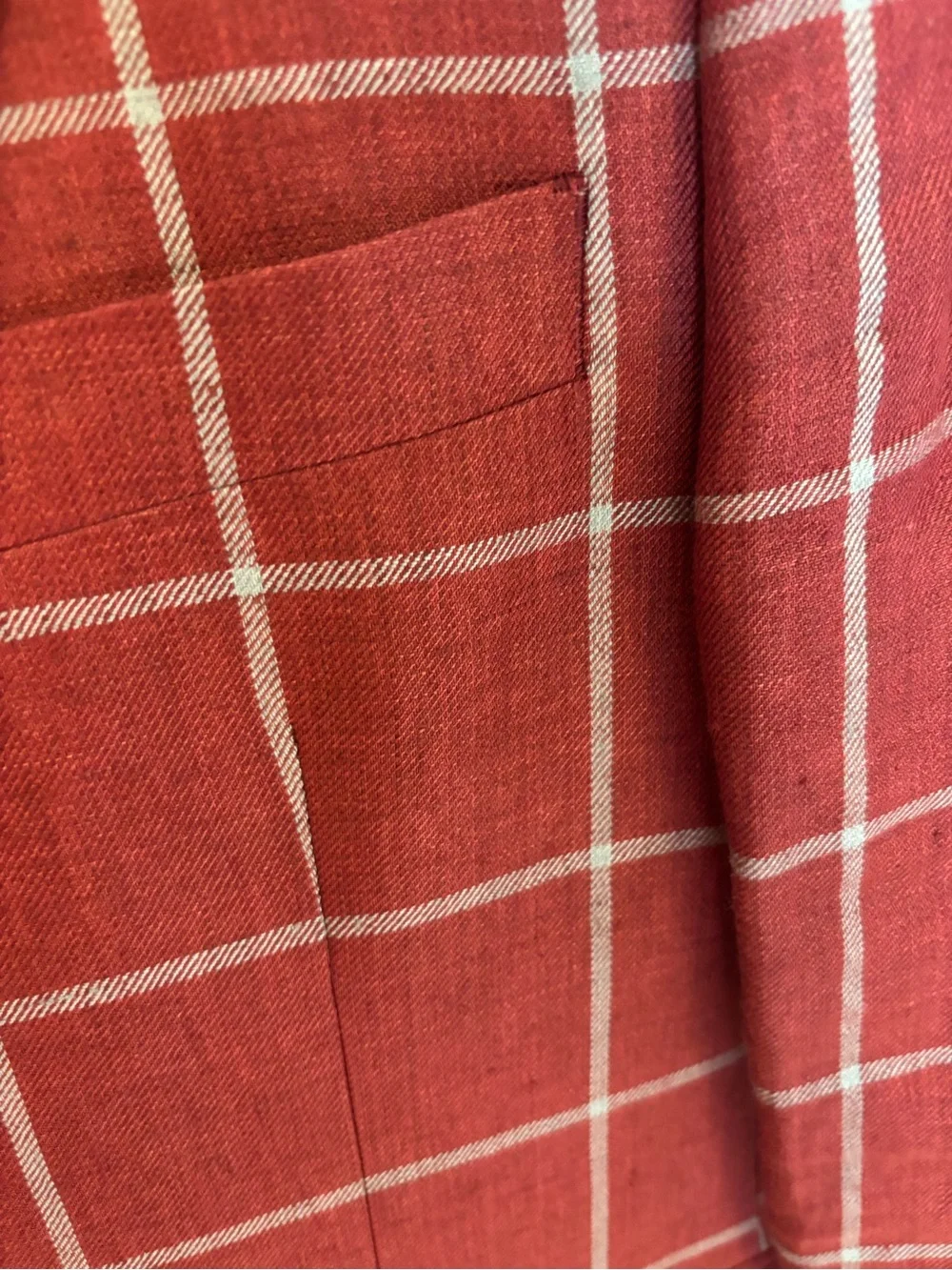 Lauren Ralph Lauren Red/Rust Windowpane Sport Coat Blazer